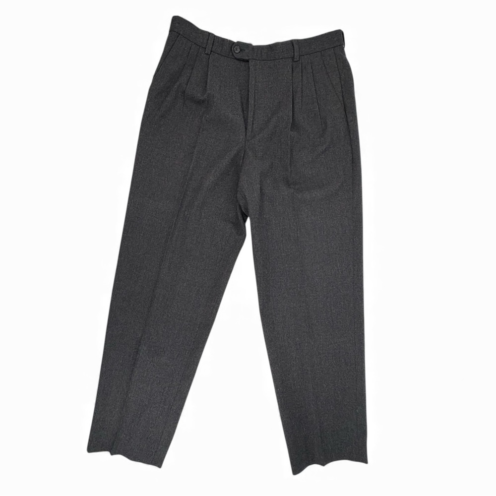 Vtg Charcoal Virgin Wool Dress pants Trpl-pleat‎ 36x31 Canada Club International